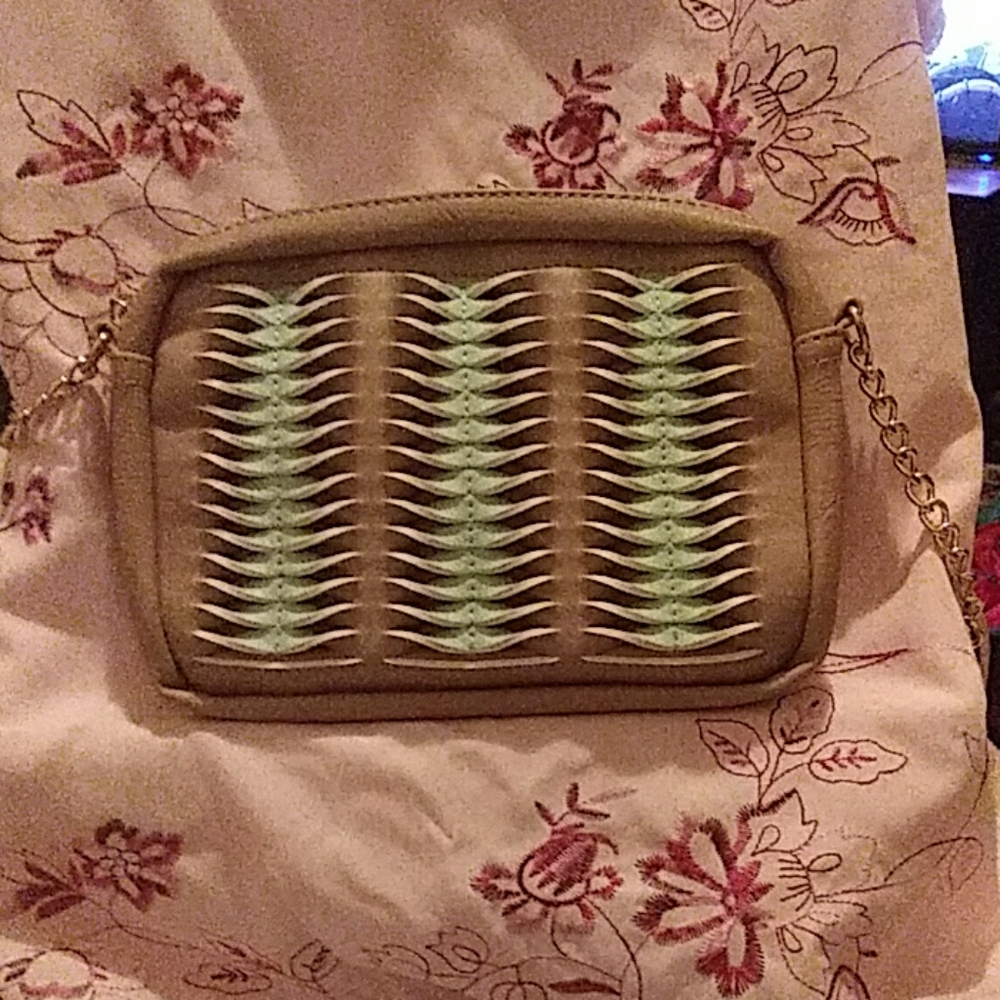 Med size, baige and mint green bag